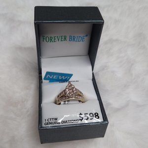 NIB Forever Bride 10K Gold 1 CTTW Diamond Engagement Ring Bridal Set Sz 7